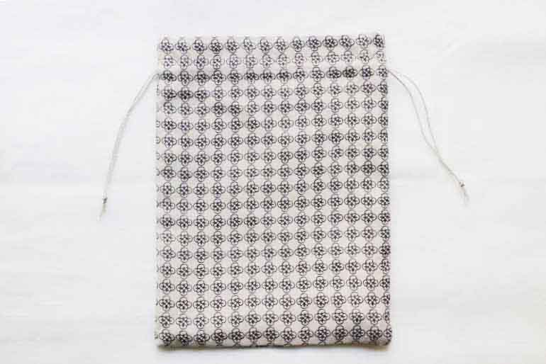 リネンプリントルールー<br />巾着セットFlaxマルベリー